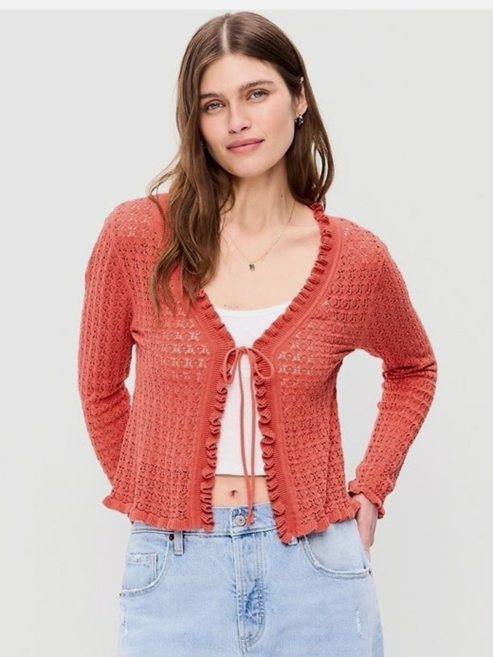 Old Navy Seaside Cotton Tie-Front Cropped Cardigan